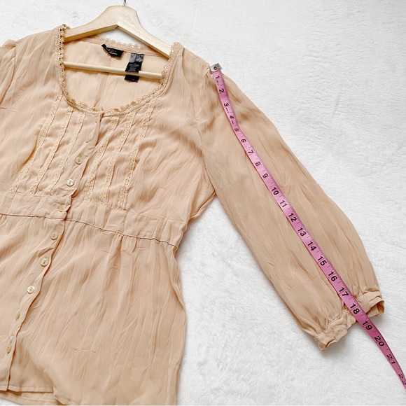 Nude Sheer Peasant Blouse - Picture 7 of 10
